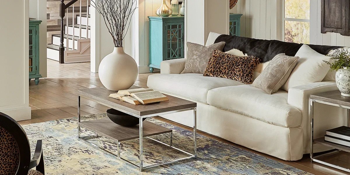 modern area rug in living room